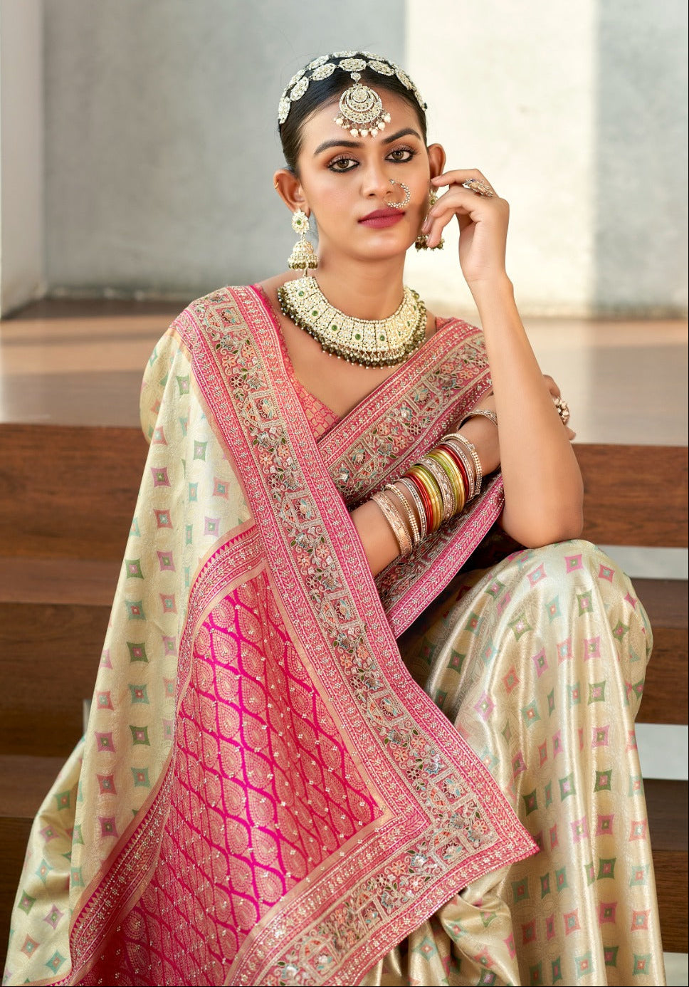 Ivory Rose Heritage Banarasi Saree