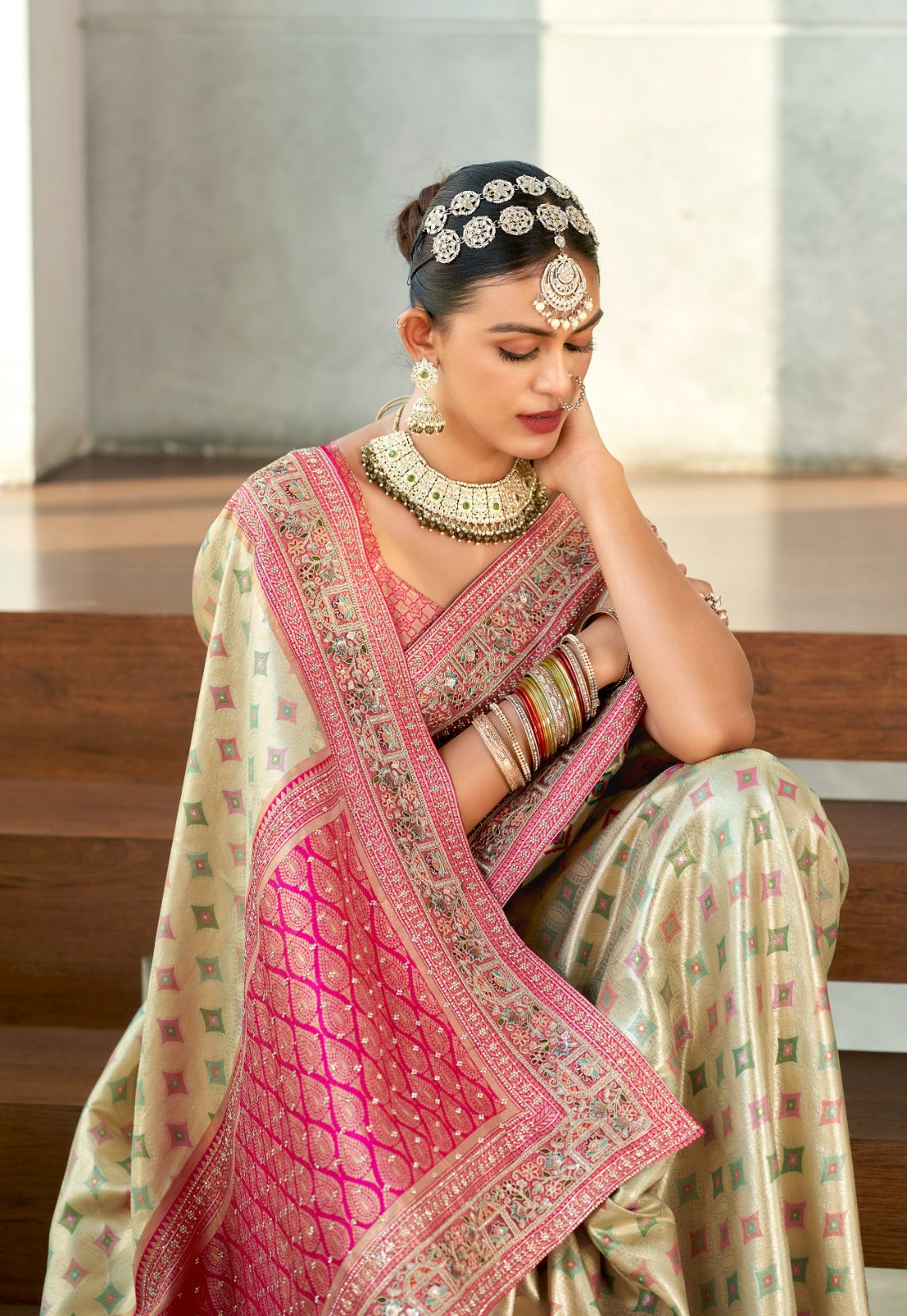 Ivory Rose Heritage Banarasi Saree