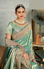 Imperial Tangerine Heritage Silk saree