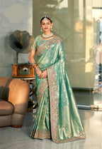 Imperial Tangerine Heritage Silk saree