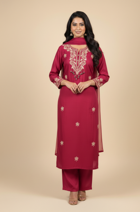 Teal Royal Tussar Silk Suit (S-34 B-1)