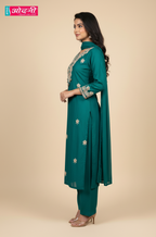 Teal Royal Tussar Silk Suit (S-34 B-1)