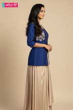Contemporary Royal Blue & Champagne Skirt dress (KT-28802 B-5)