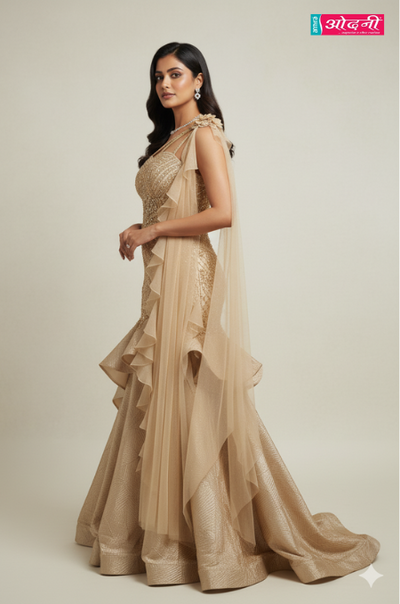 Golden Opulence Fishtail Gown (10055 D-111)