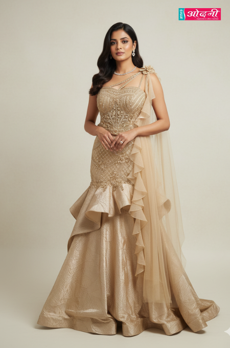 Golden Opulence Fishtail Gown (10055 D-111)