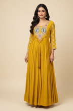 Radiant Peacock Mustard Gown(S-47 B-1)