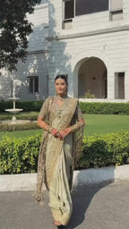 Imperial Pista Antique Gold Heritage Saree