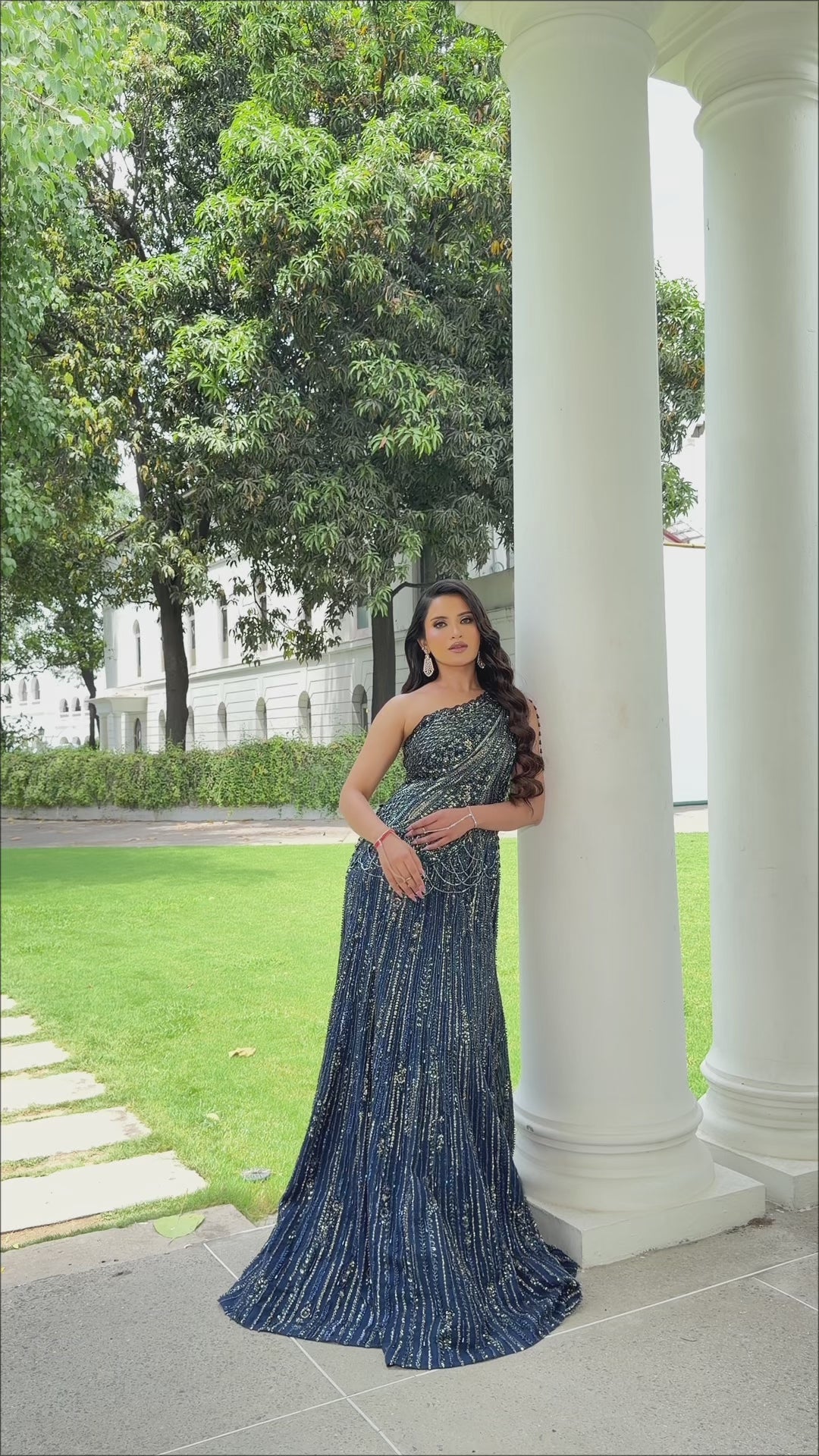 Midnight Blue Embroidered Gown