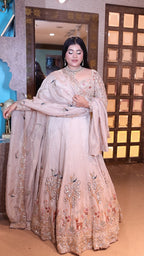 Blush Cream Embellished Lehenga with Nature Motifs (2206 M-107)