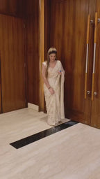 Ivory Glamour Sequin Saree with Designer Ready-Made Blouse