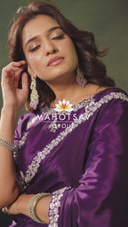 Deep Purple Satin Silk Saree