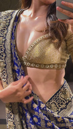 Royal Blue Brocade Silk Saree