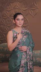 Pastel Floral Embroidery Silk Saree
