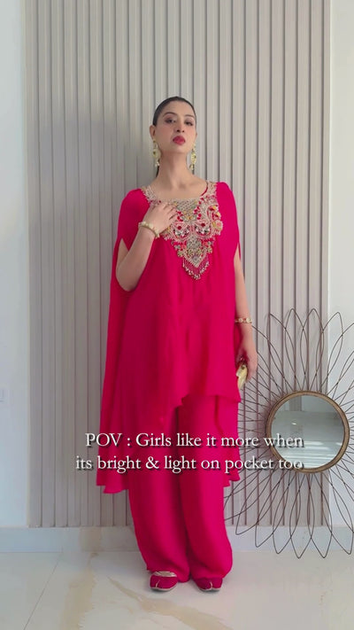 Regal Rani Pink Palazzo Suit with Gold Work (S-418 B-1)
