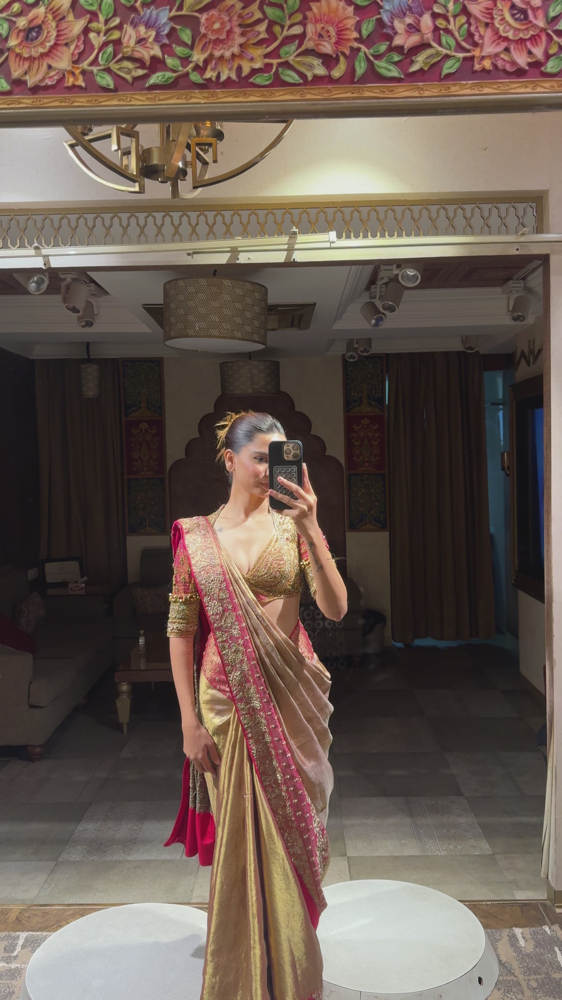 Metallic Gold Fusion Saree 8889 b-88