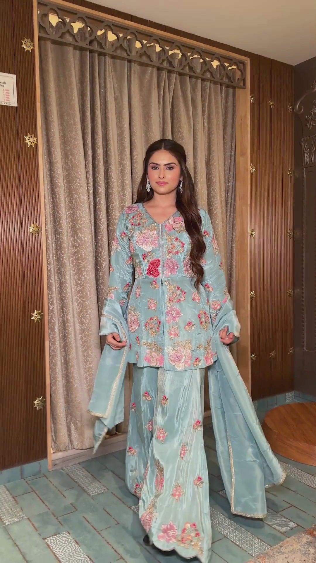 Celestial Bloom Sharara Kurti Set (12052 GS-104)