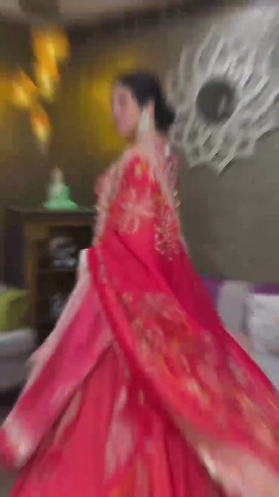 Cherry Red Grandeur Anarkali Gown (v-6065s d-38)