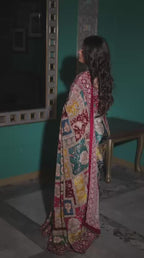 Kalamkari Fusion: Multi-Color Patchwork Heritage Saree