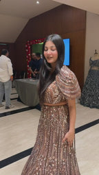 Buy Rose Gold Starlight Mermaid Lehenga with Cape Blouse for Women Online