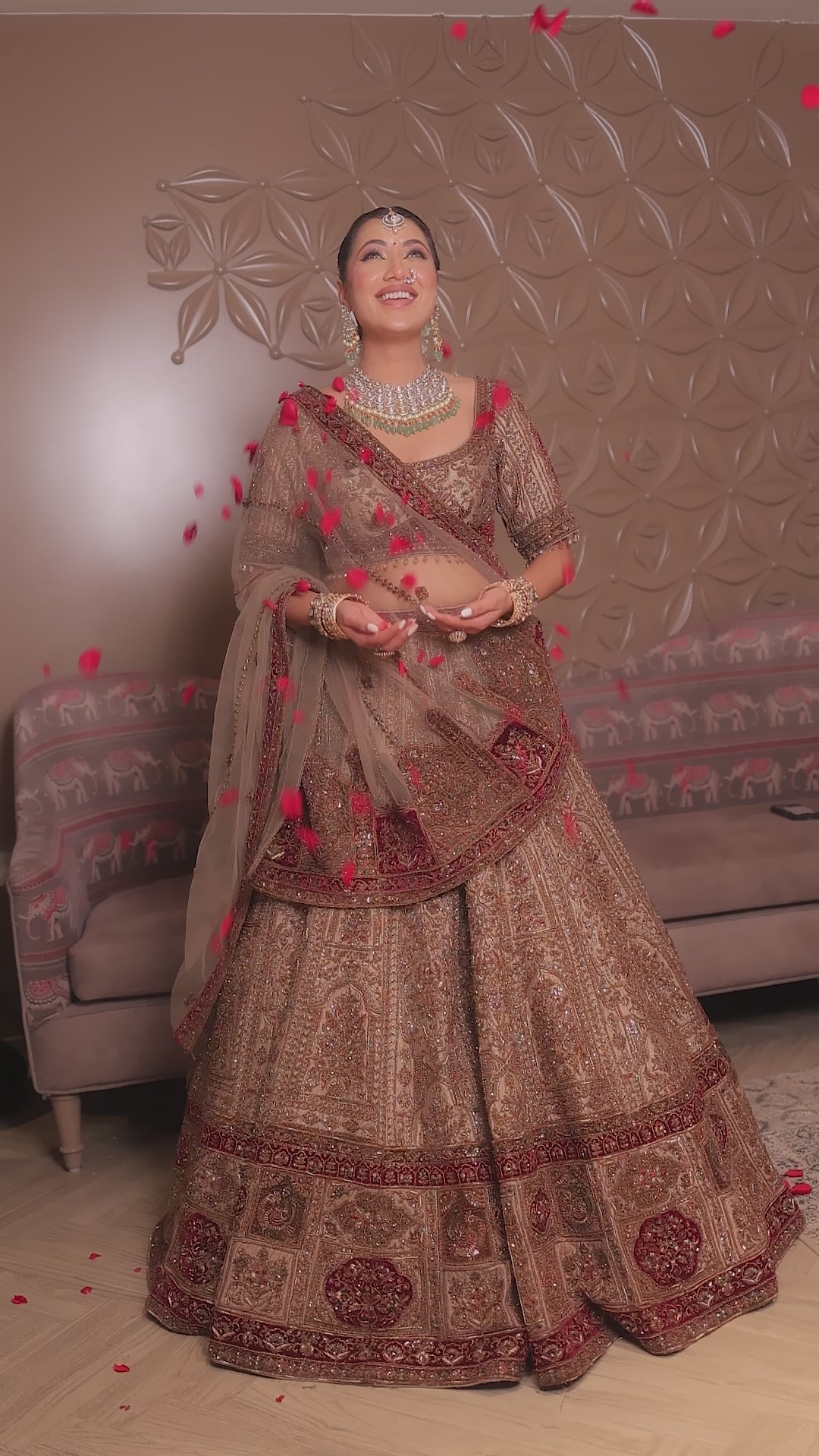 Antique Gold Deep Maroon Heritage Bridal Lehenga (DC-252547 D-56)