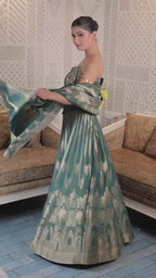 Pista Green Mihrab Corset Lehenga