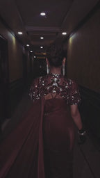 Espresso Glamour Drape Gown (9443 M-112)