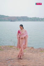 Romantic Blush Pink Saree with Contrasting Blouse (8608 GS-133)