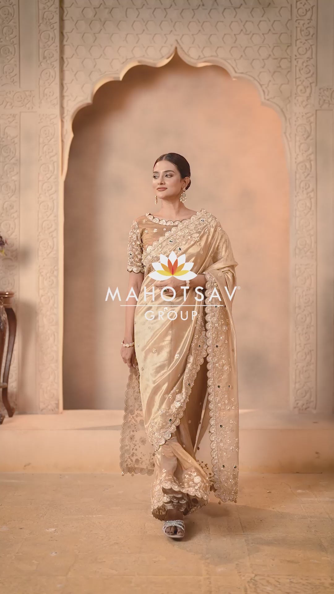 Champagne Gold Zari saree