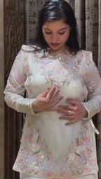 Pastel Embroidered Ivory Sharara Suit