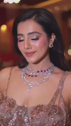 Rose Gold Sequin Lehenga with Attached Pre-Draped Trail