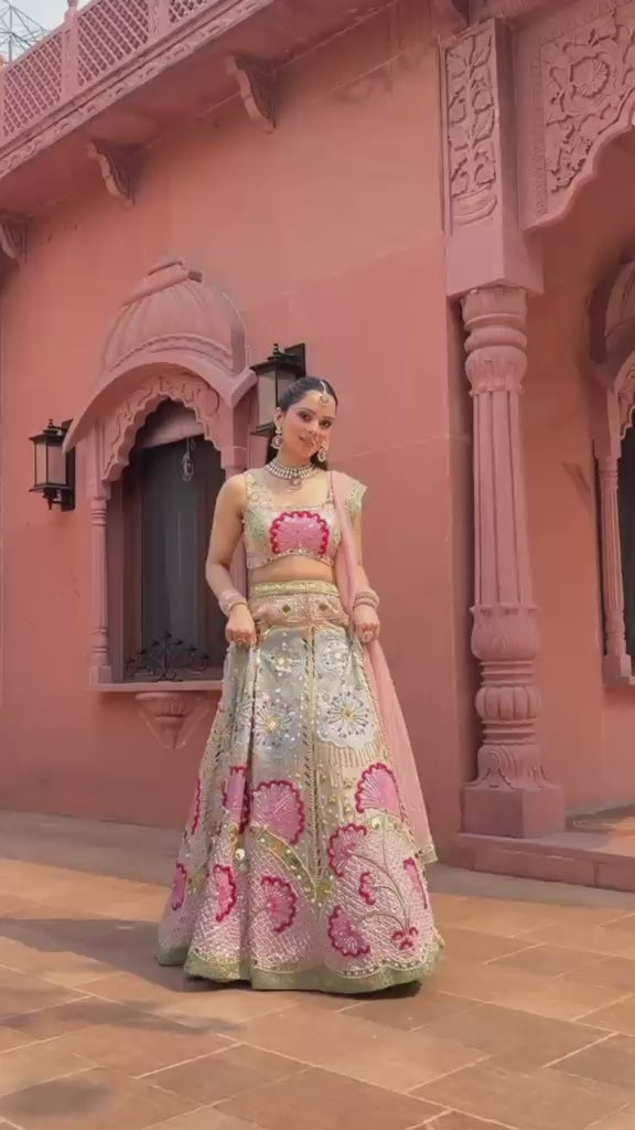 Whimsical Pastel Multi-Chalie Lehenga Set