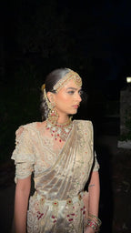 Gilded Rose Champagne Zardozi Saree