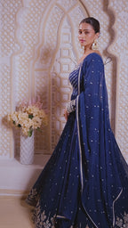 Royal Indigo Embroidered Gown