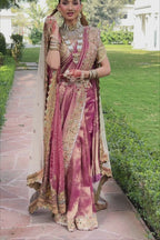 Pink emerald silk saree