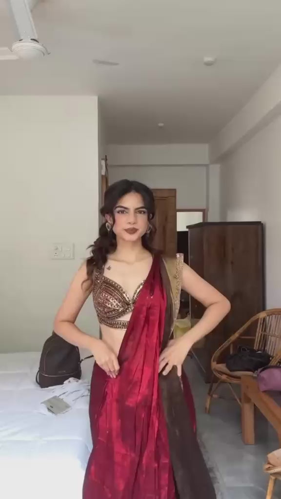 The Imperial Merlot & Mocha Dual-Tone Saree