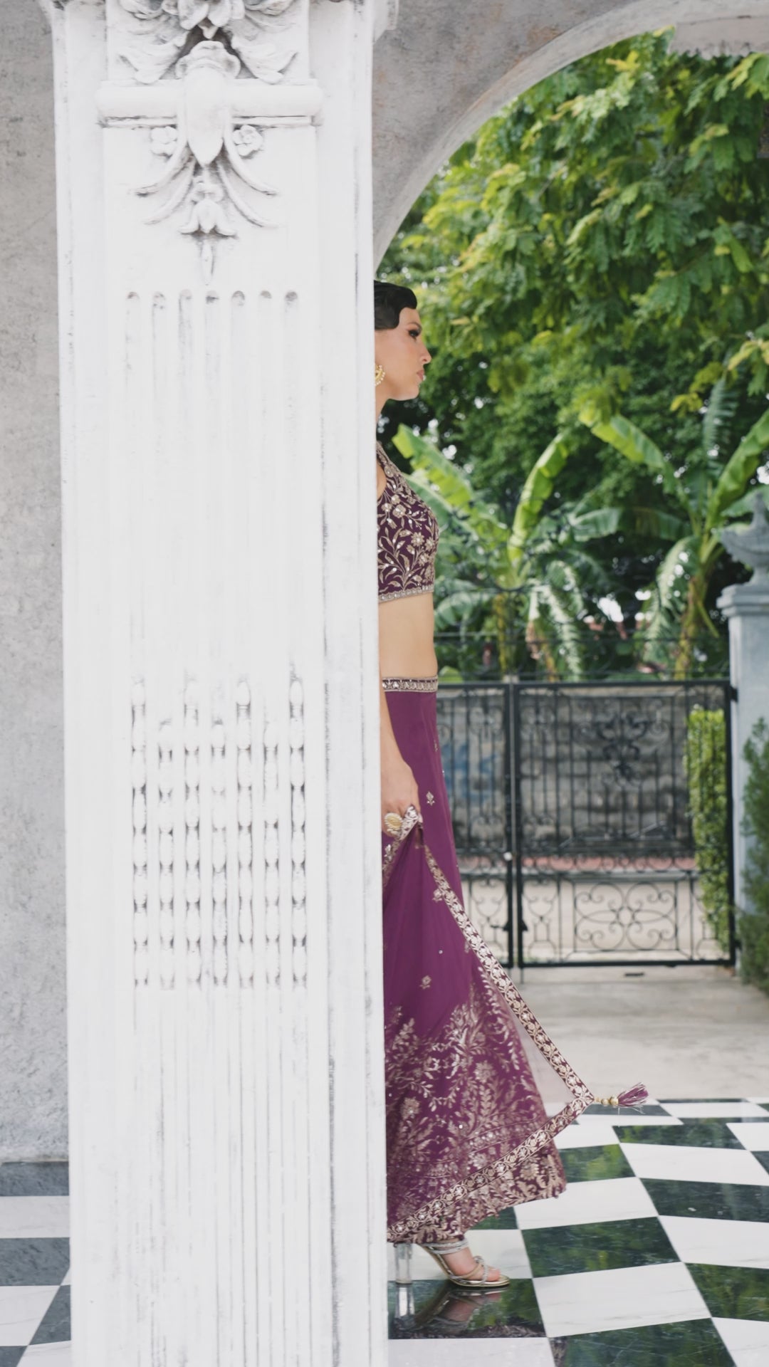 Bold Plum Purple pharara Set with Metallic Zari Work (COBRA M-24)