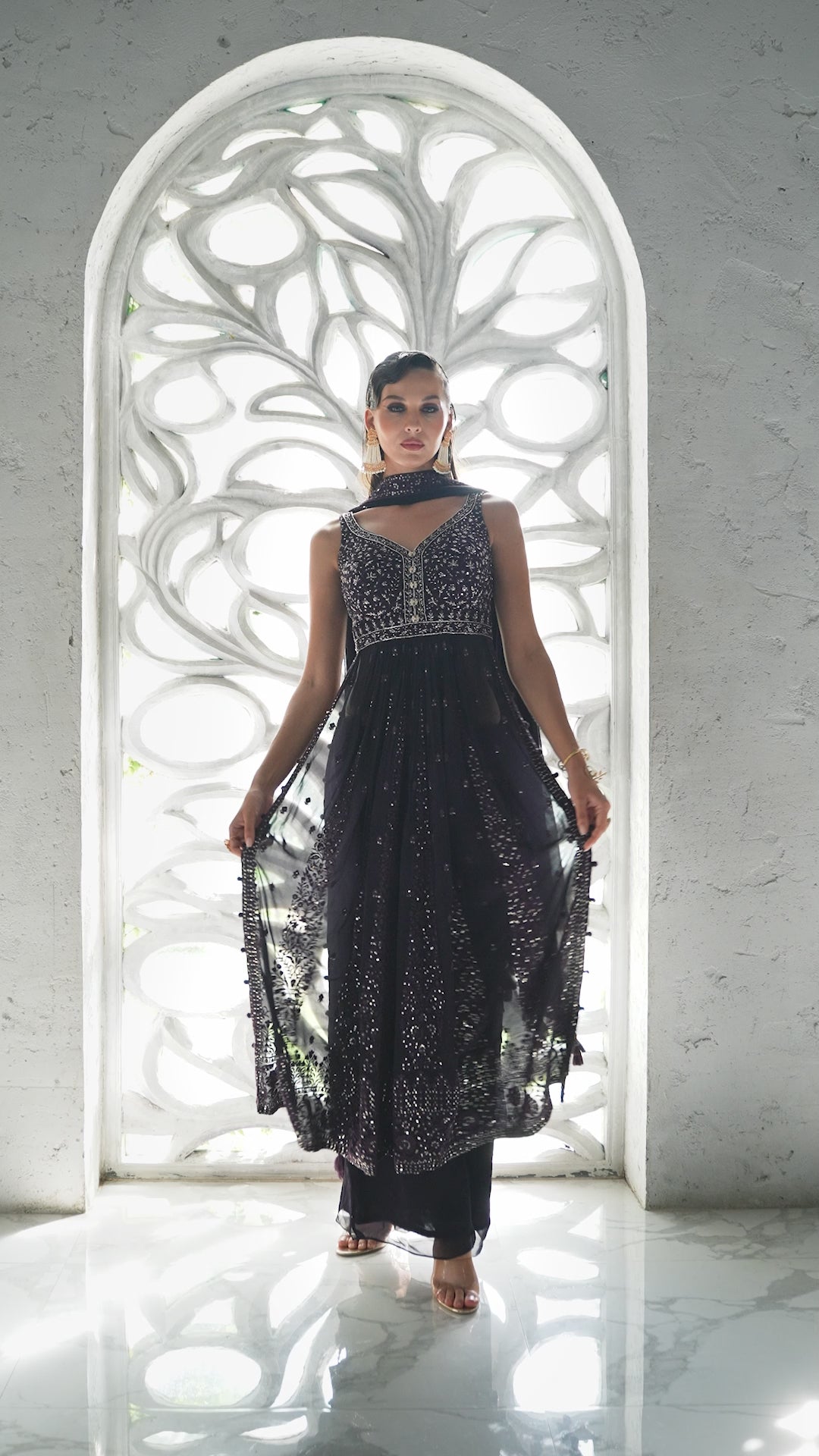 Mystical Deep Purple Suit with Metallic Work (AANCHAL M-24)