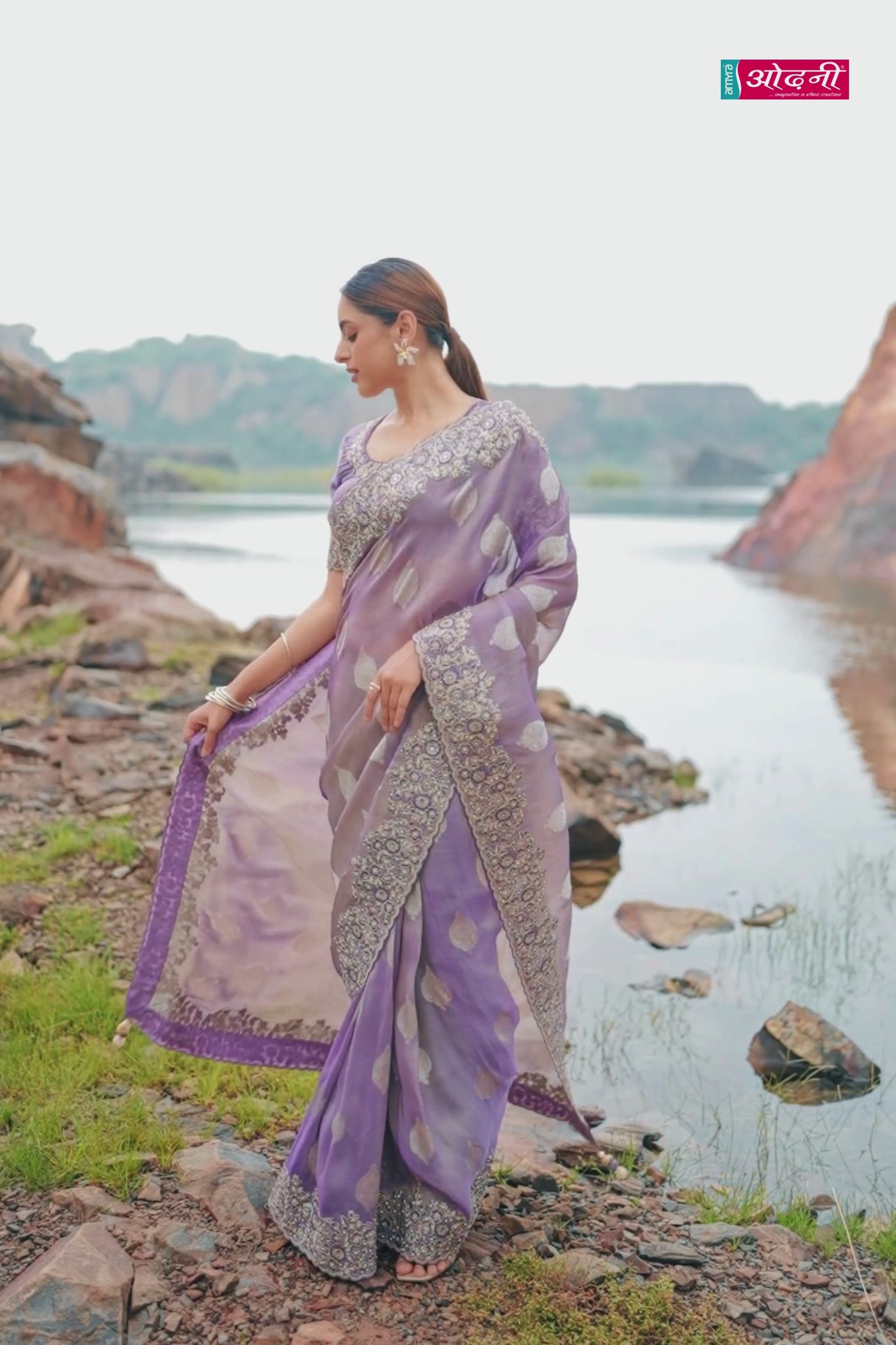 Dusty Lavender Embellished Saree (8603 GS-133)