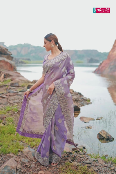 Dusty Lavender Embellished Saree (8603 GS-133)