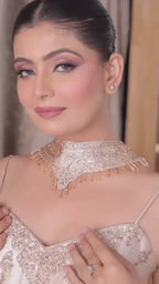 Champagne Silk Peplum Sharara Set