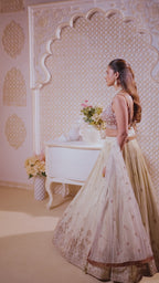 Mauve Cream Fusion Lehenga