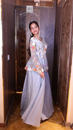 Periwinkle Garden Peplum Skirt dress ( 4103-A D-17)