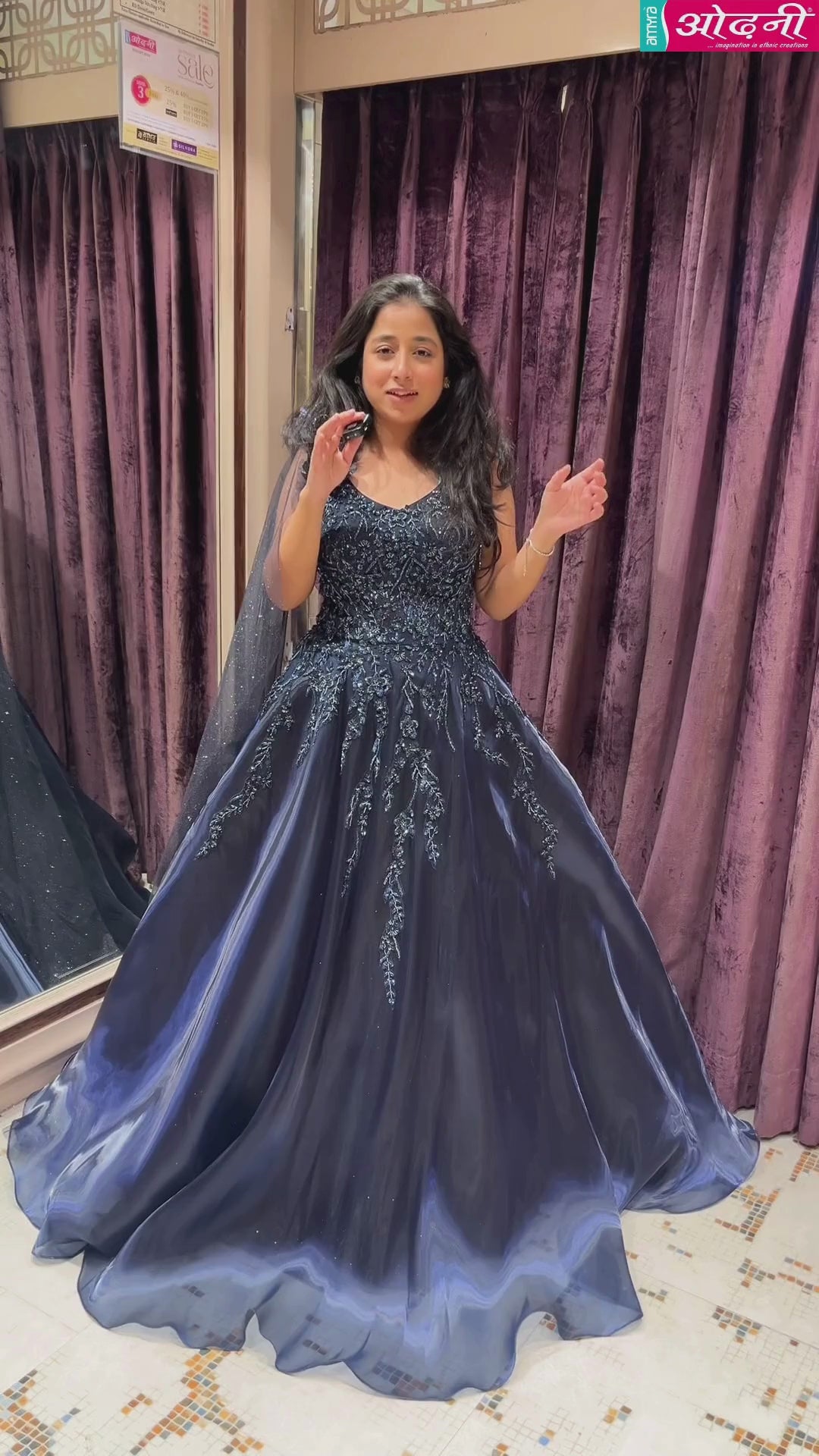 Midnight Obsidian Sequin-Embellished Gown