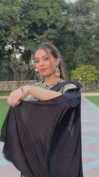 Stunning black drape saree