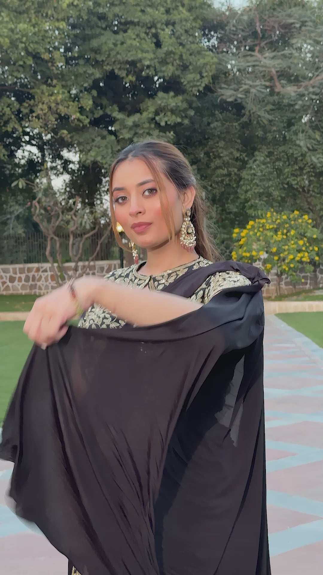 Stunning black drape saree