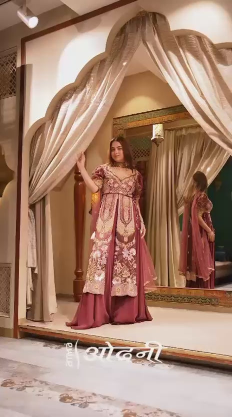 Embroidered Front-Slit Jacket Kurta Set