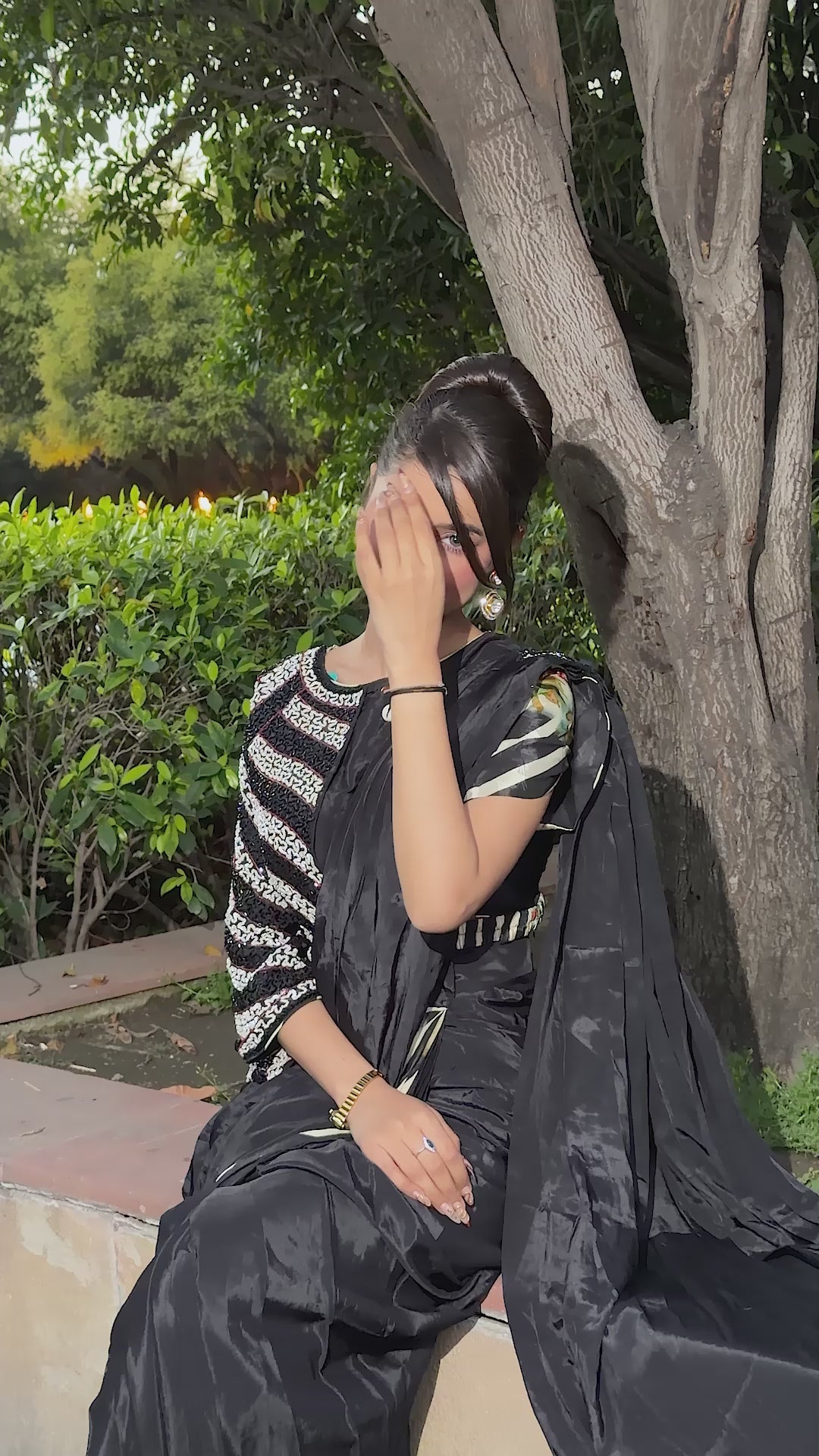 Diagonal pattern Drape Saree