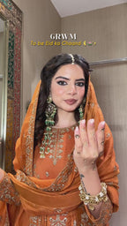 Golden Amber: Embroidered Anarkali Sharara Set