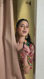 Emerald Green Organza Printed Lehenga Set