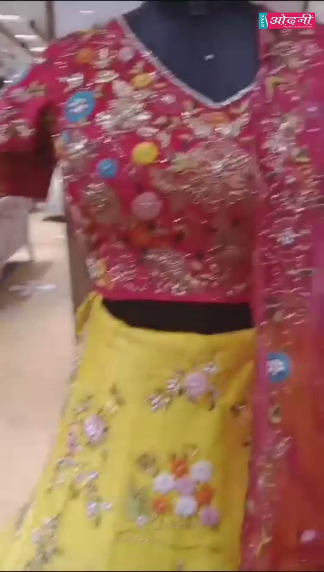 Exquisite Pink and Yellow Silk Blend Lehenga with Half Sleeves, Printed Design, Beadwork, and Threadwork